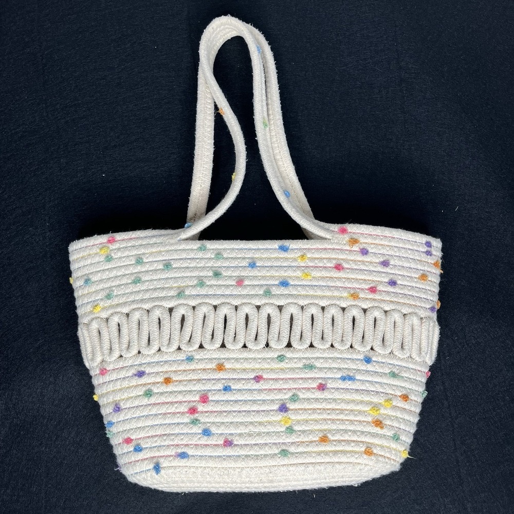 Lulla Collections Women's Rope summer vacation beach‎ bag cream travel bag